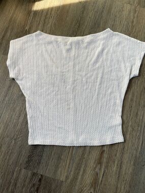 Express White Textured Boxy Crop Top